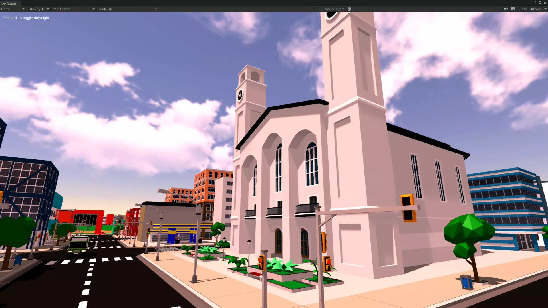 Low-poly church district
