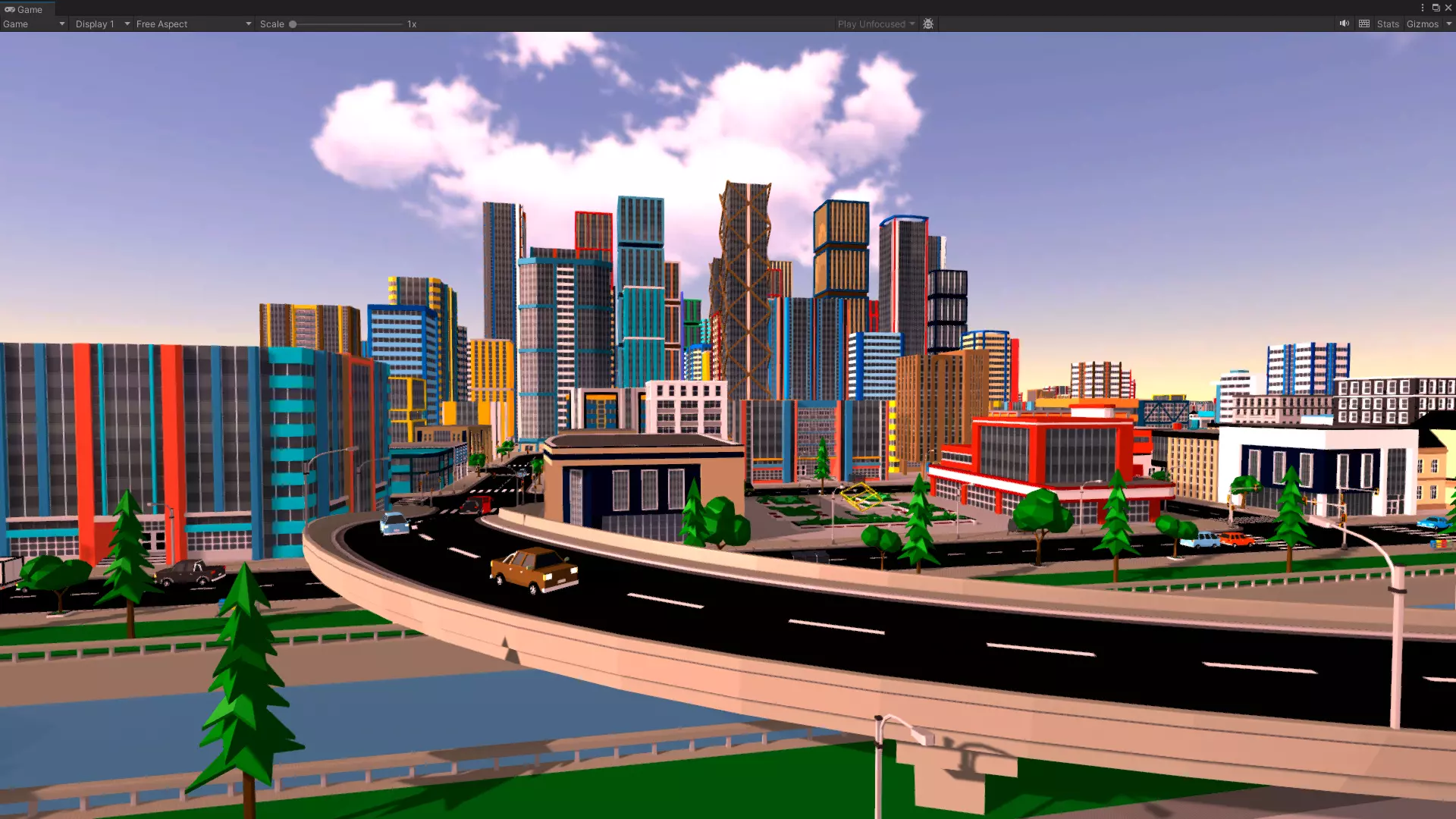 Large low-poly city